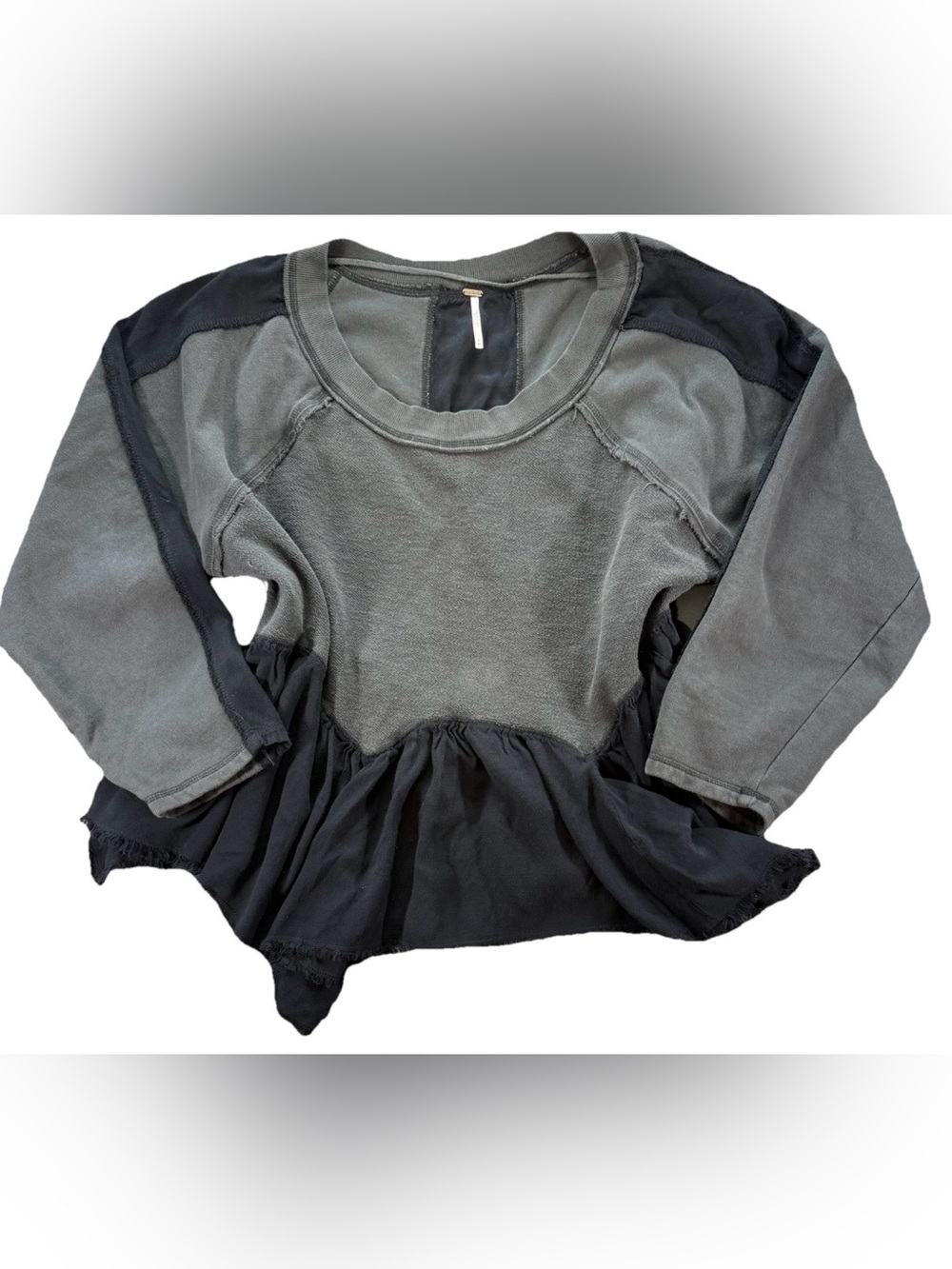 Free People Gold Duster Sweatshirt Pullover Women's Medium Gray Preppy Blouse